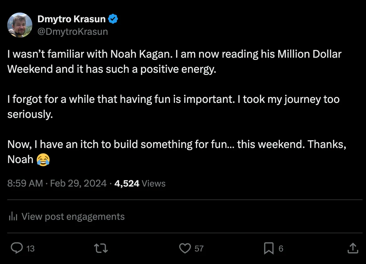 My tweet when I decided to build Open Graph Examples.