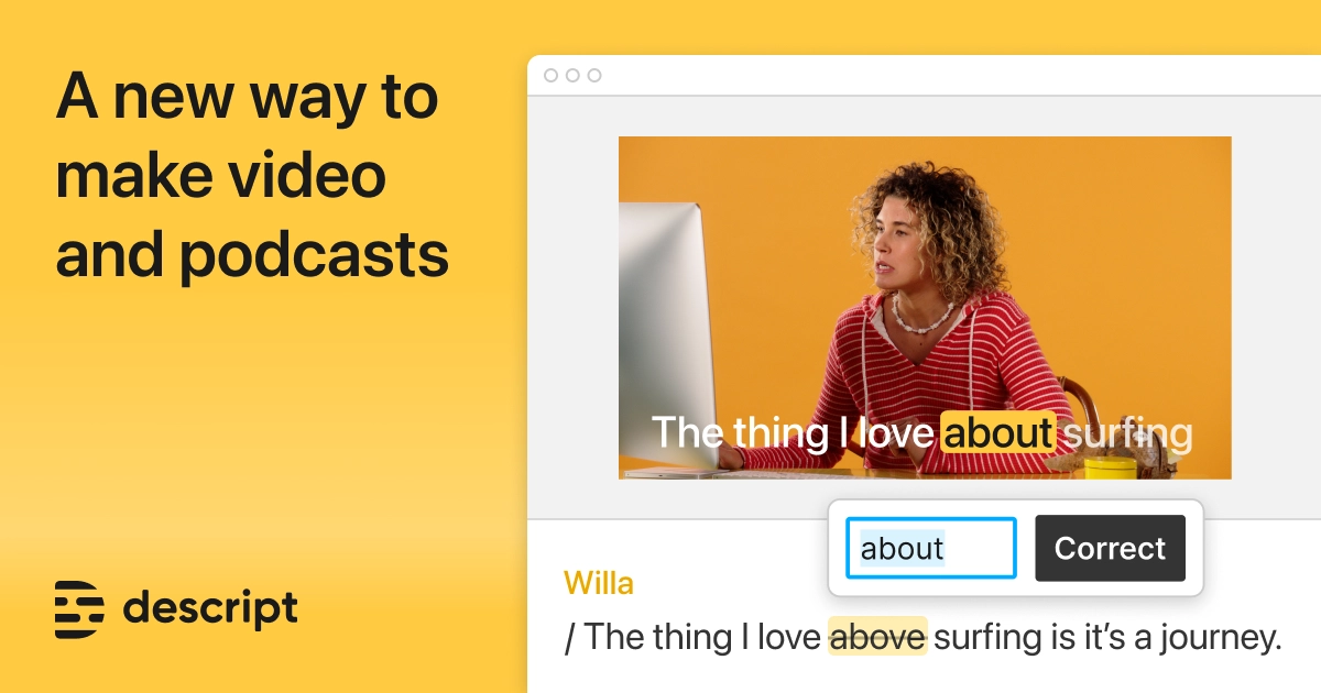 Open Graph image example by Descript